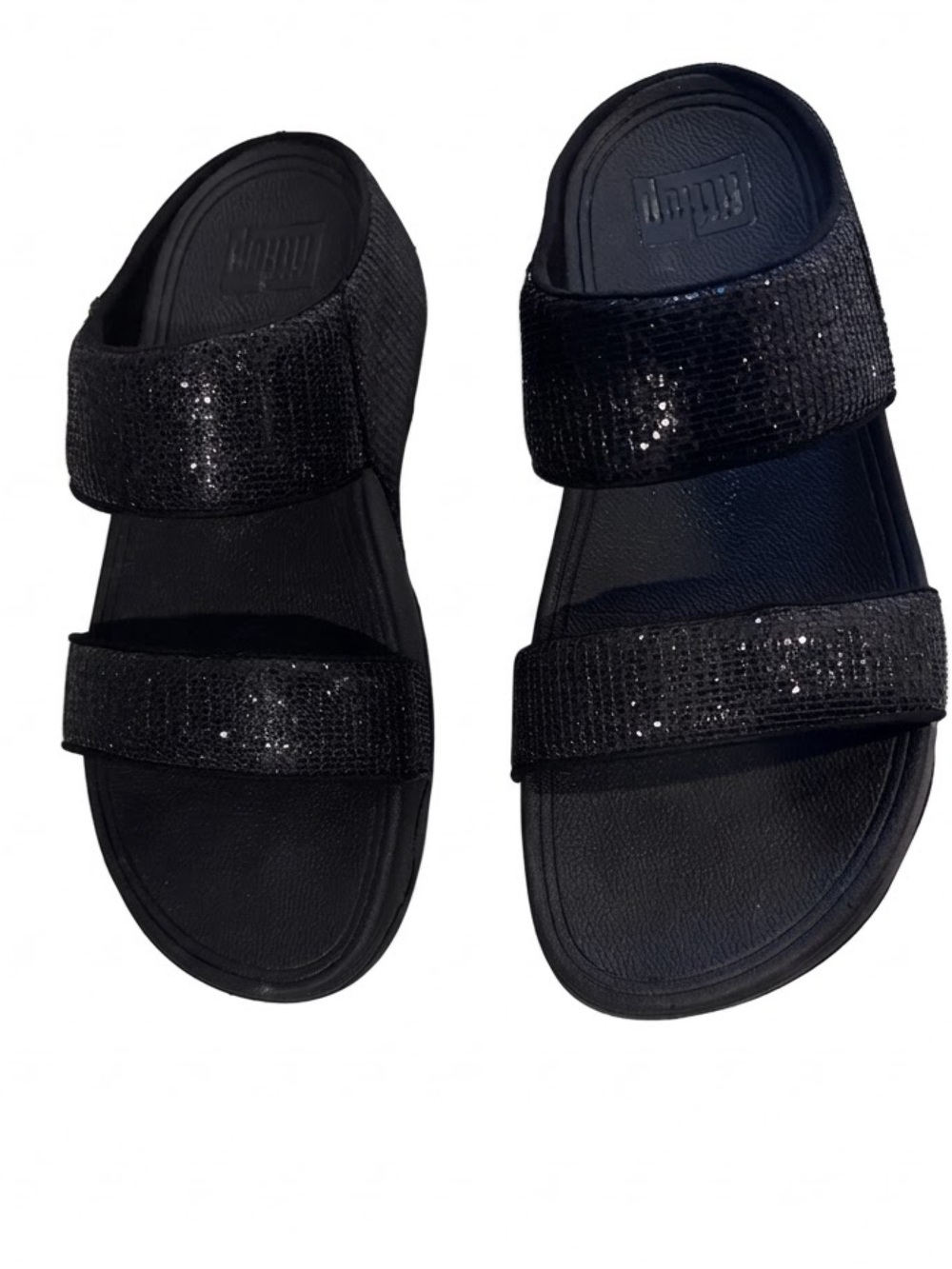 FitFlop Black Glitter Sparkle Sandals Size 6 / EU 37